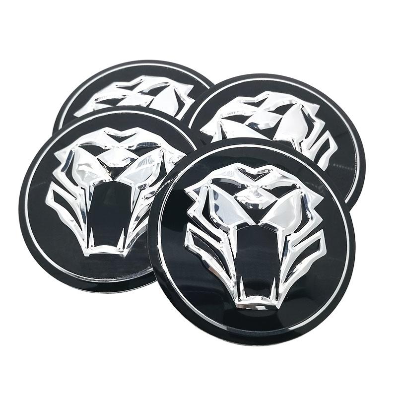 4pcs/set Upgrade Your Ride with 3D Tiger Panther Lion Head Car Wheel Center Hub Cap Emblem Stickers Cover - 2.2 Inch