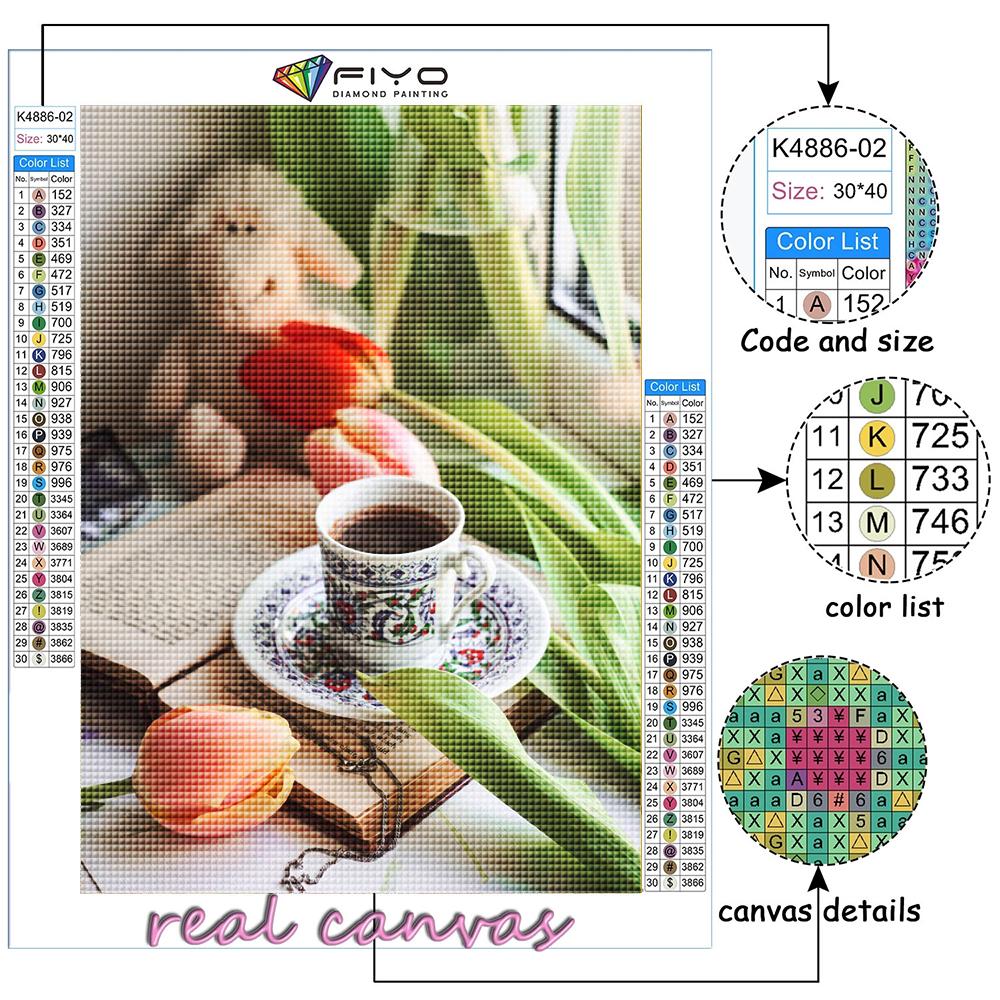 Алмазная вышивка тюльпаны и кофе 5D DIY алмазная живопись вышивка крестом стразы