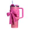 Чехол для стакана для воды Quencher Adventure Tumbler 40 унций, украшение своими руками, многоразовый силиконовый чехол для бутылки с бантом, ручка для переноски, ремень