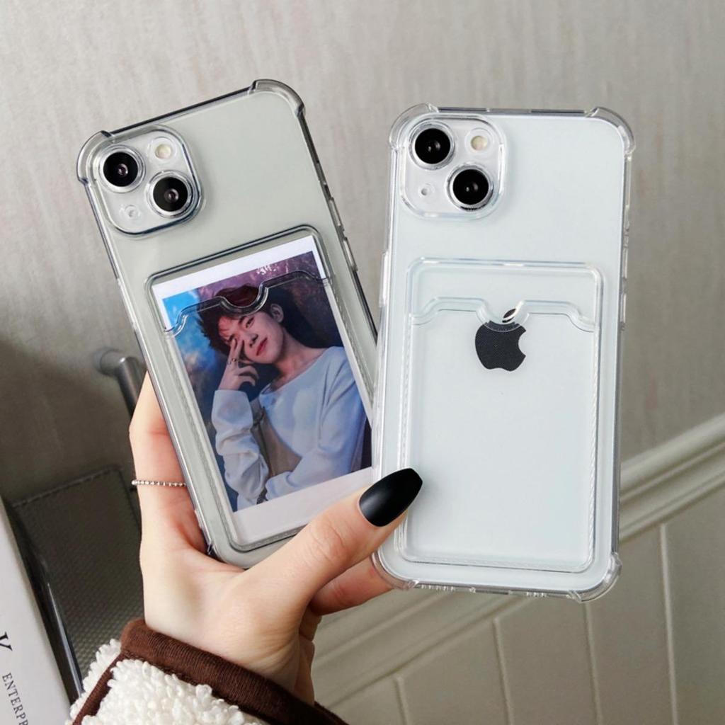 Простой однотонный креативный чехол для телефона с держателем для фотокарточек для iPhone 16 ProMax Pro Plus 15 14 13 Mini 12