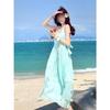 French Neck Sling Dress Female Summer Dopamine Seaside Vacation Fairy Dress Gentle Backless Big Swing Dress