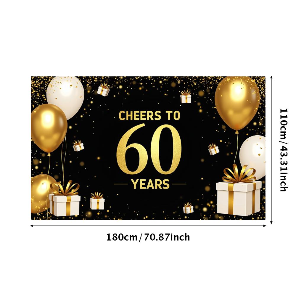 60th Anniversary Banner Cheers to 60 Years Backdrop Glitter Party Decoration Birthday Wedding Event Photography Background Props
