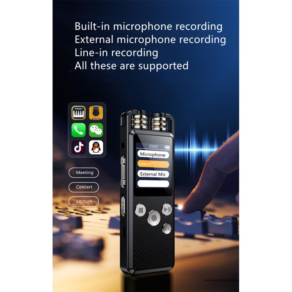 Профессиональный диктофон, активируемый голосом, цифровой диктофон, стерео PCM, проигрыватель с переменной скоростью, преобразование голоса в текст, запись совещаний