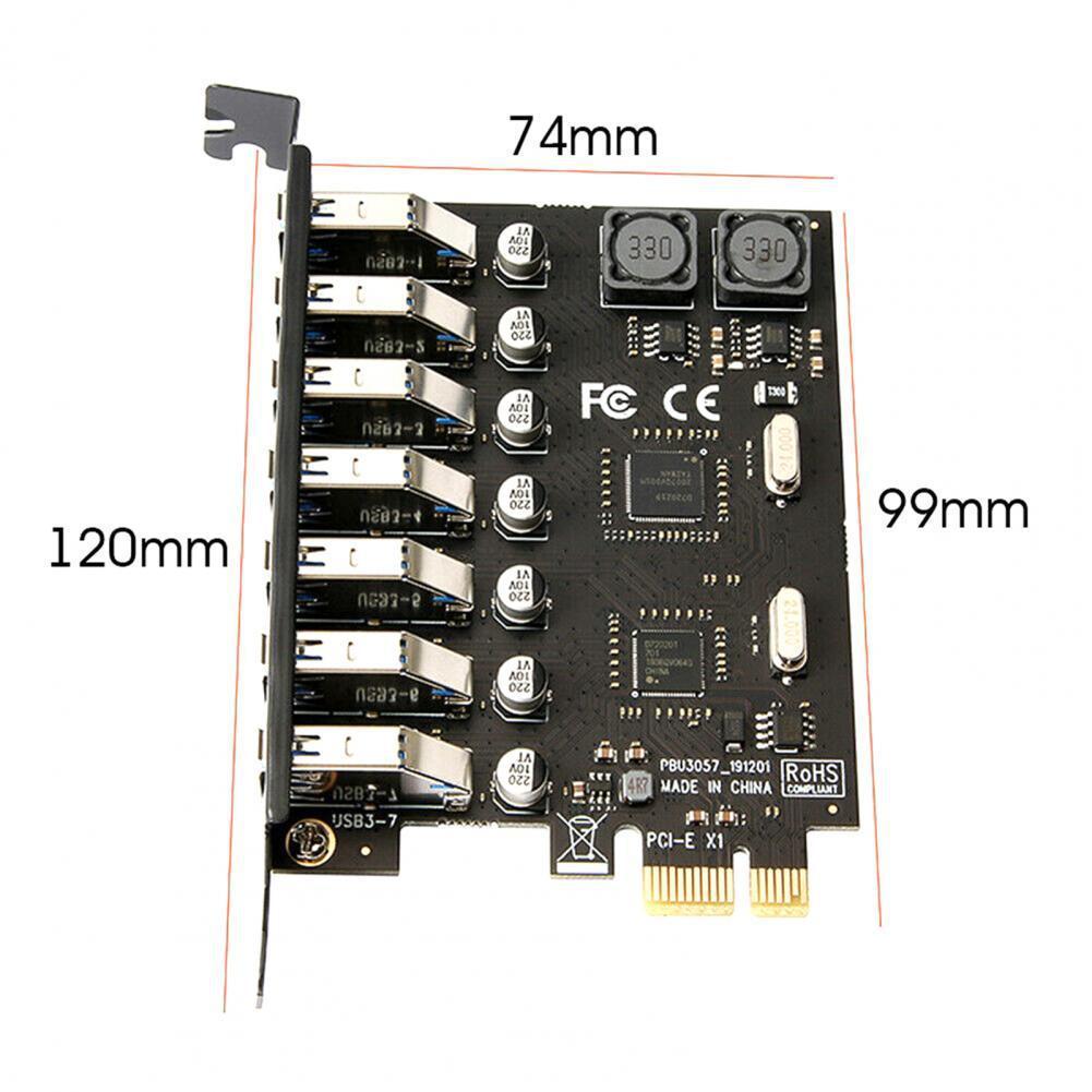 7-Port PCI-E to USB 3.0 Adapter Card for Desktop - No External Power Required, NEC Chip