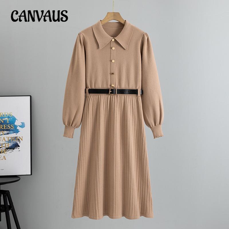 Spring New Women's Knitwear Solid Color Slim Fit Fashion All Match Dress