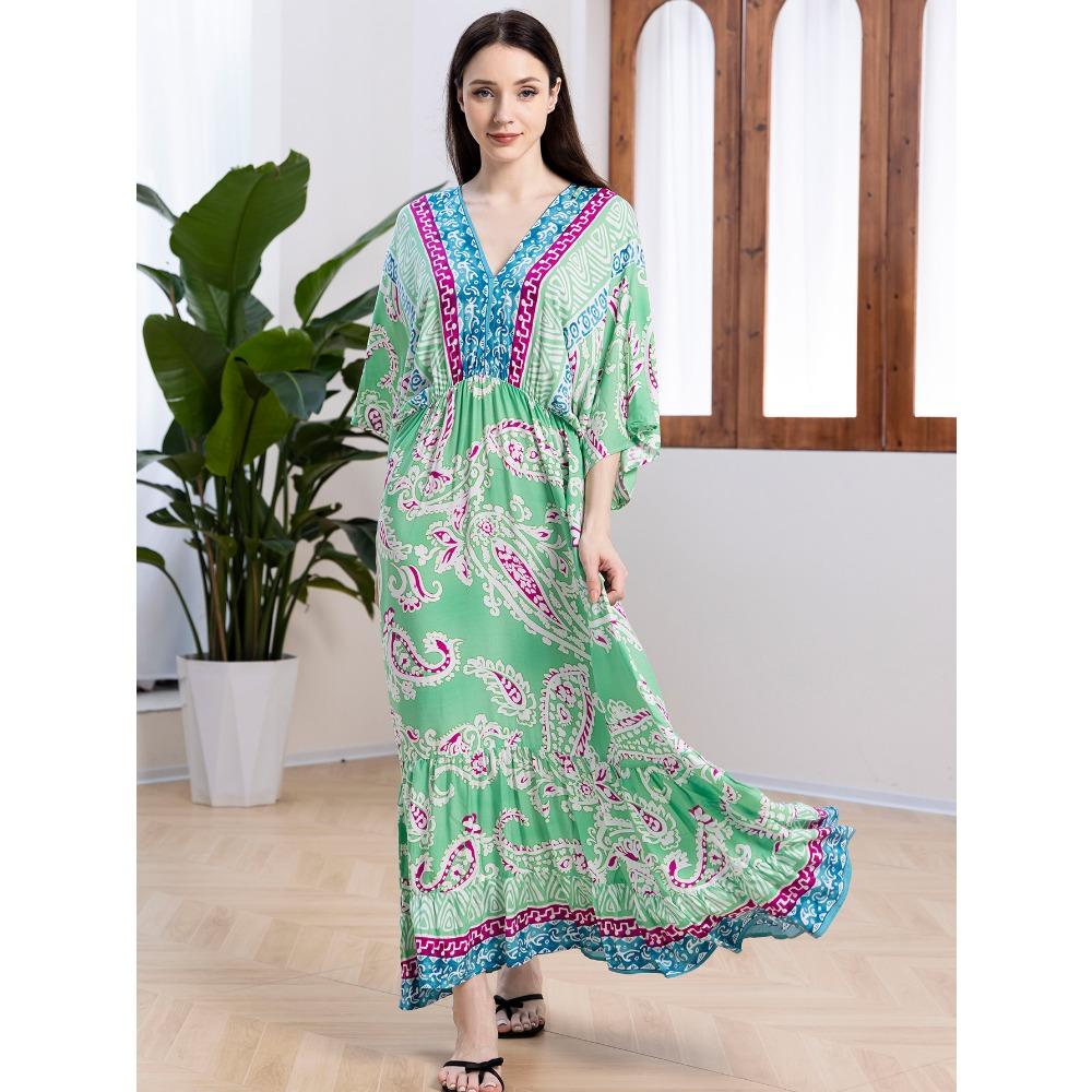 Бохо Кафтан Платье Большого Размера, Женское Пляжное Платье Макси Большого Размера