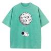 Floating Astronaut Printing Female Washed Short T-Shirt Fashion Casual Tshirt Street Hip Hop Tops Summer Loose Distress Clothes