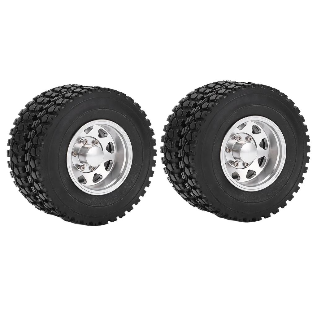 Metal Alloy Rear Wheel Hub Rims with 22mm Width Rear Rubber Loader Wheels for Tamiya 114 RC