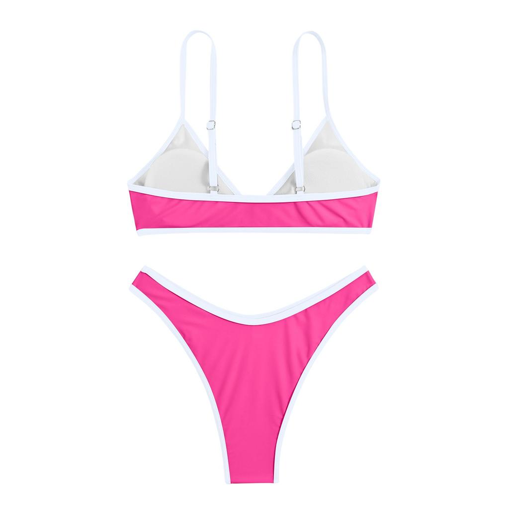 Женский купальник бикини с разрезом, сексуальный сплошной цвет с подушкой на груди без стального кронштейна