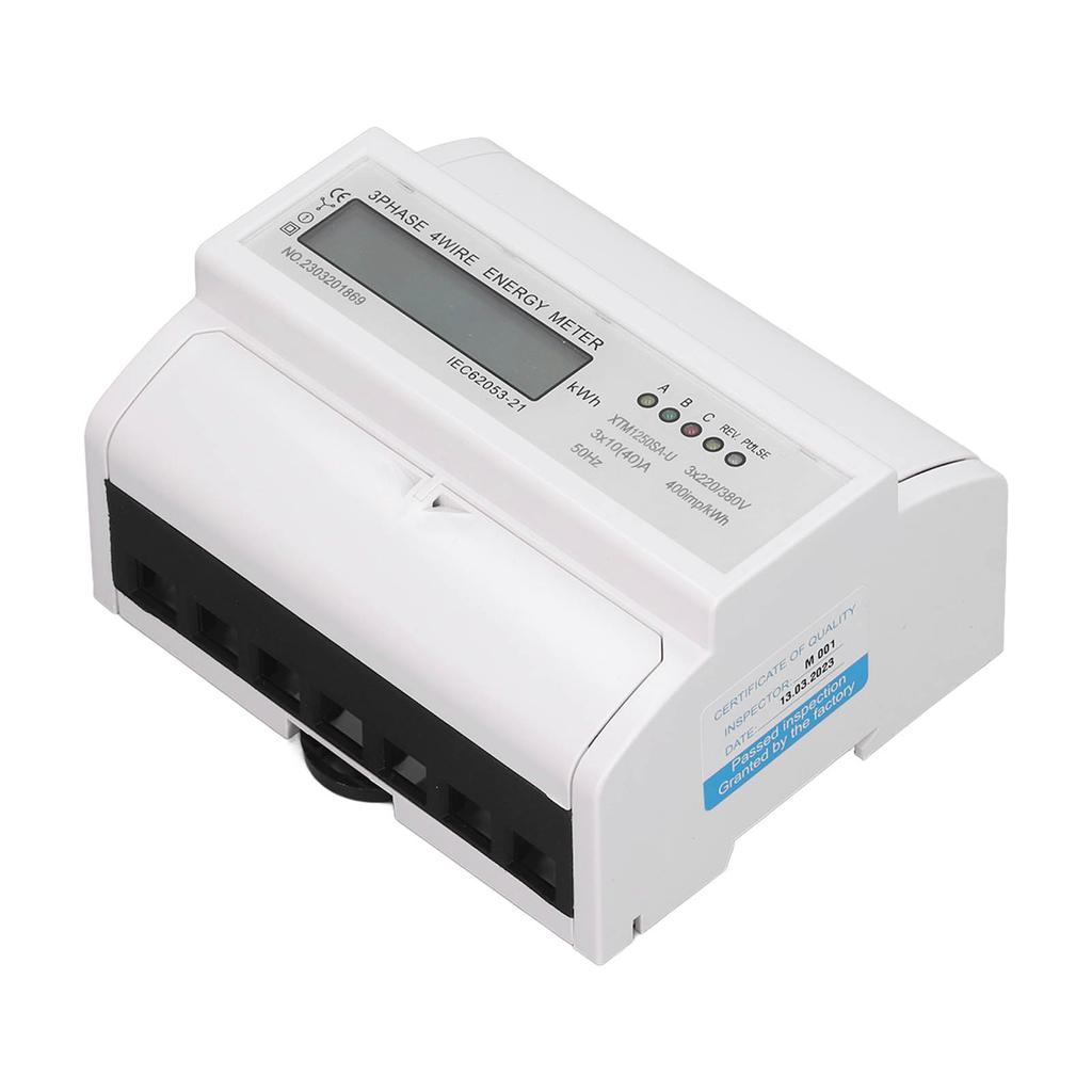 Счетчик электроэнергии 3-фазный 4-проводной ЖК-тестер электроэнергии DIN-рейка Измеритель тока напряжения мощности
