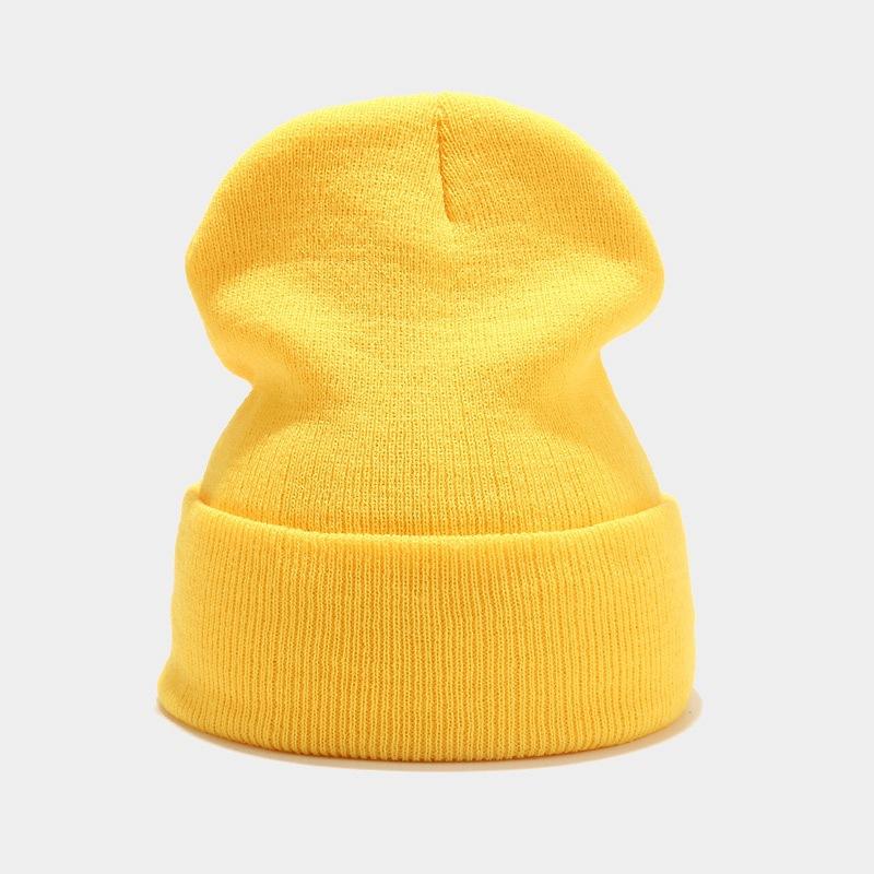 Однотонная вязаная шапка осень-зима мужская и женская с отворотом, теплая шапка-бини для скейтборда и хип-хопа от холода
