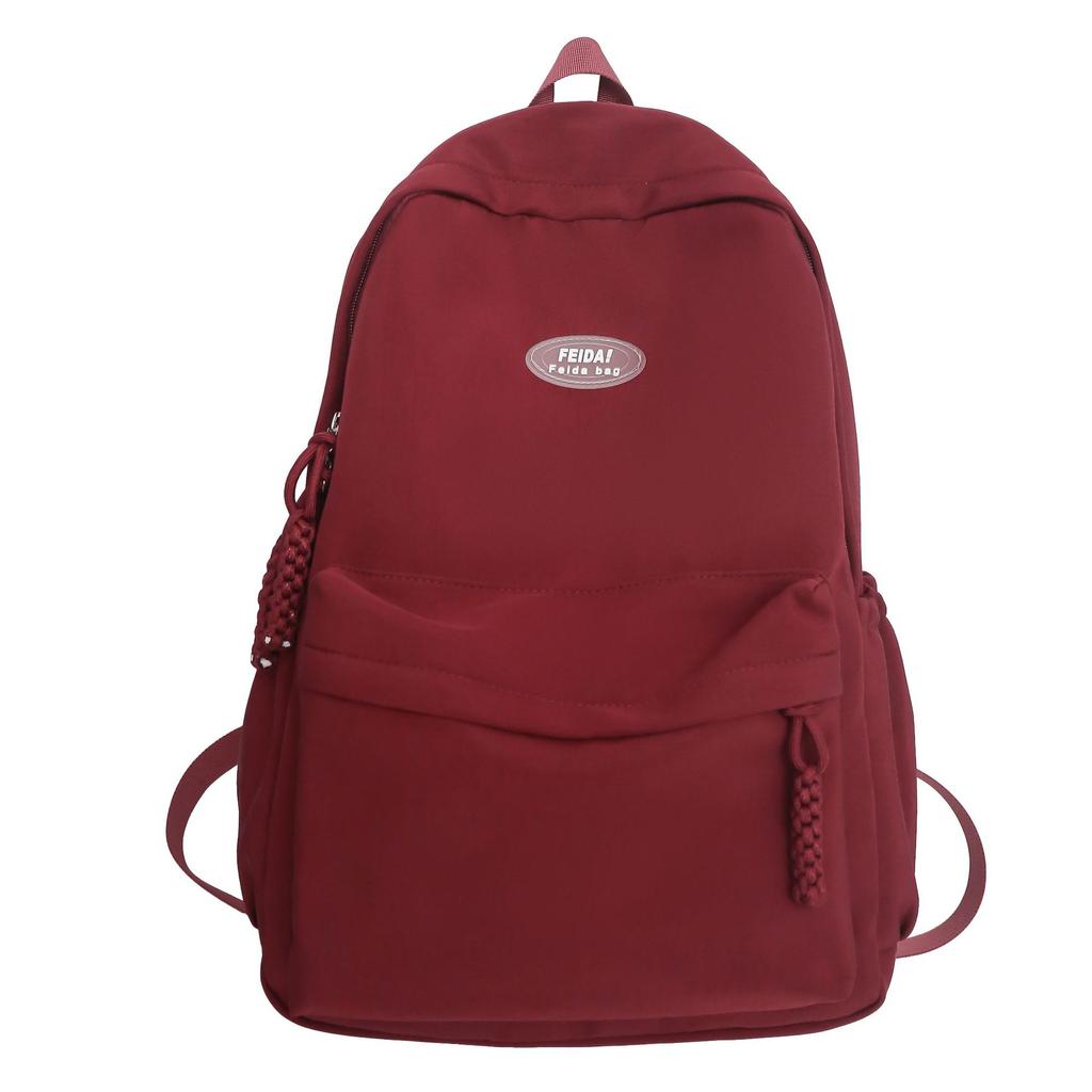 School Bag Junior High School Female High School Student Backpack Travel Solid Color Large Capacity Backpack
