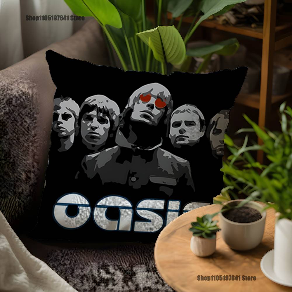 O-Oasis Band Pillow Case For Sofa Decor Car Office Room Printing Cushion Cover Decorations and Protector