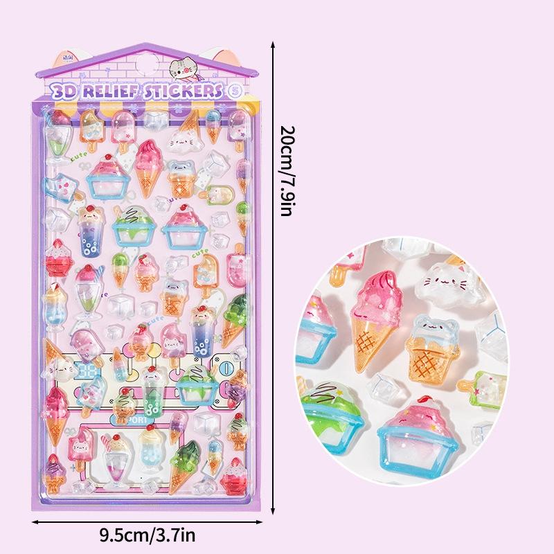 3D Solid Relief Jelly Stickers Strawberry Cake Candy Stickers For Diy Phone Case Scrapbook