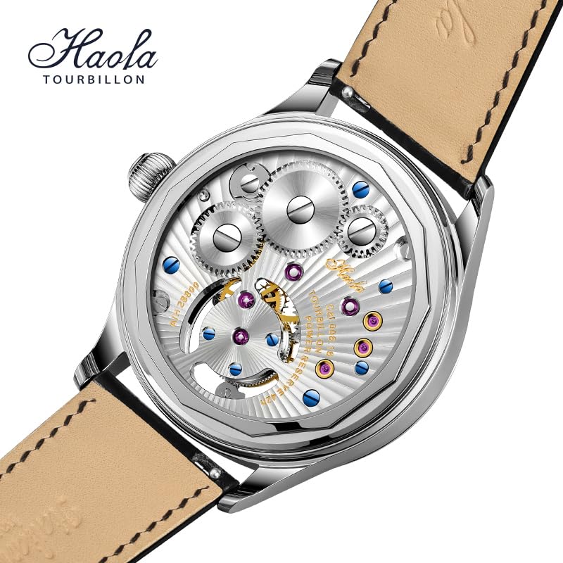 Часы HAOFA Tourbillon Mechanical Day and Night GMT с ремешком из натуральной кожи, стильные водонепроницаемые роскошные часы, популярный подарок для мужчин, мужские