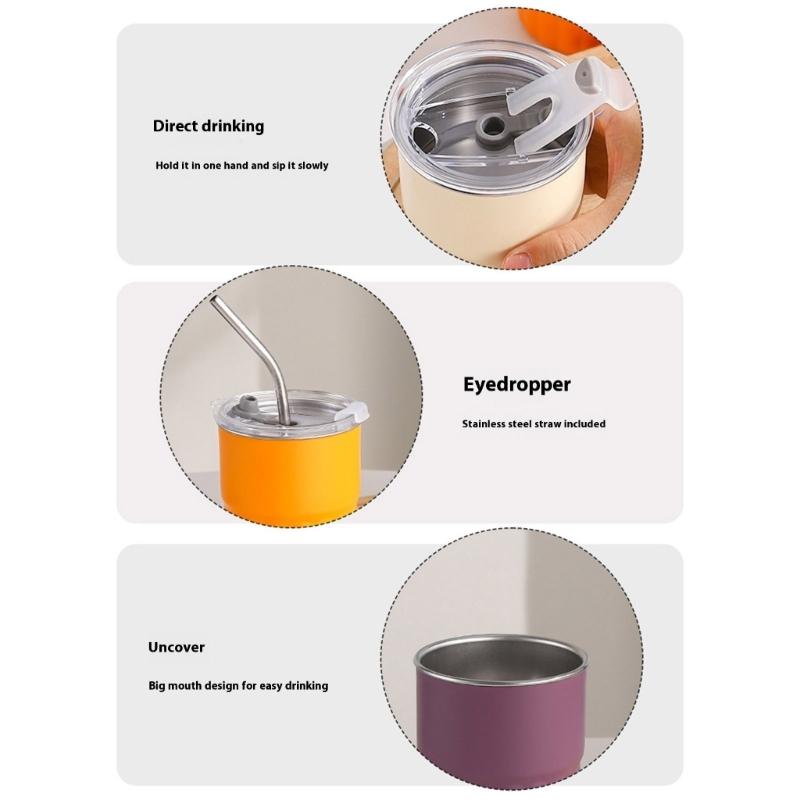 2 шт. Кружки из нержавеющей стали 304, штабелируемые металлические стаканы для холодной воды, двухстенные питьевые кружки с соломинкой и крышкой