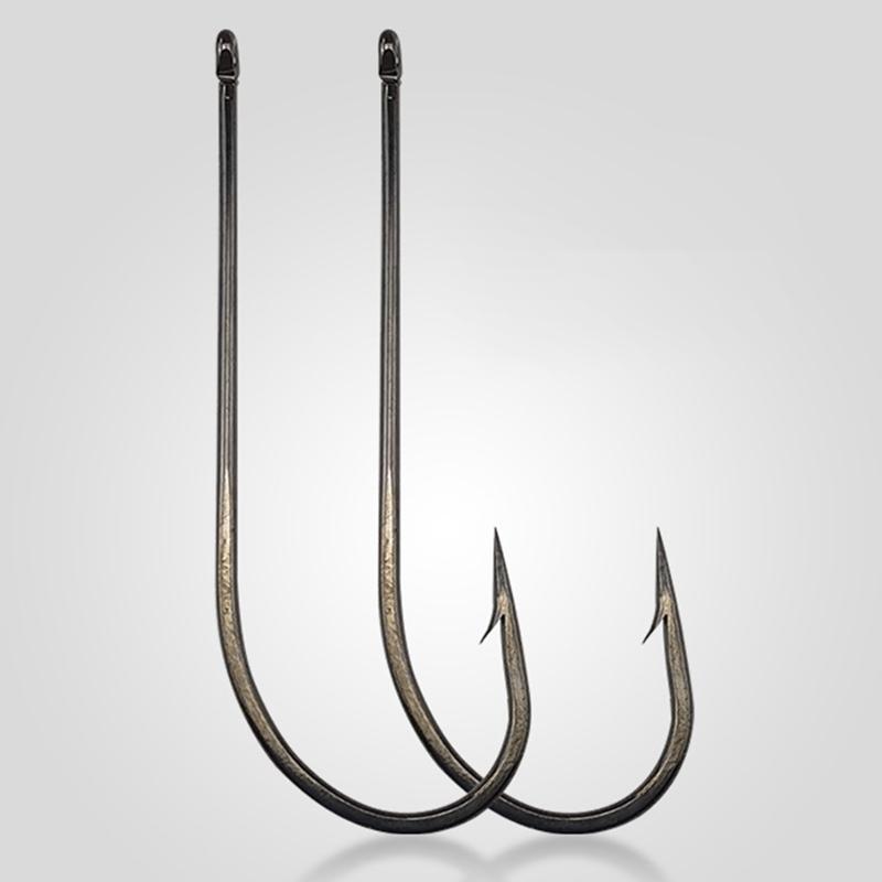 Наборы по 10 шт. Крючки для ловли рыбы с длинным цевьем, с ушками и трубкой для оснастки – Тяжелый бородка для глубоководной/морской рыбалки