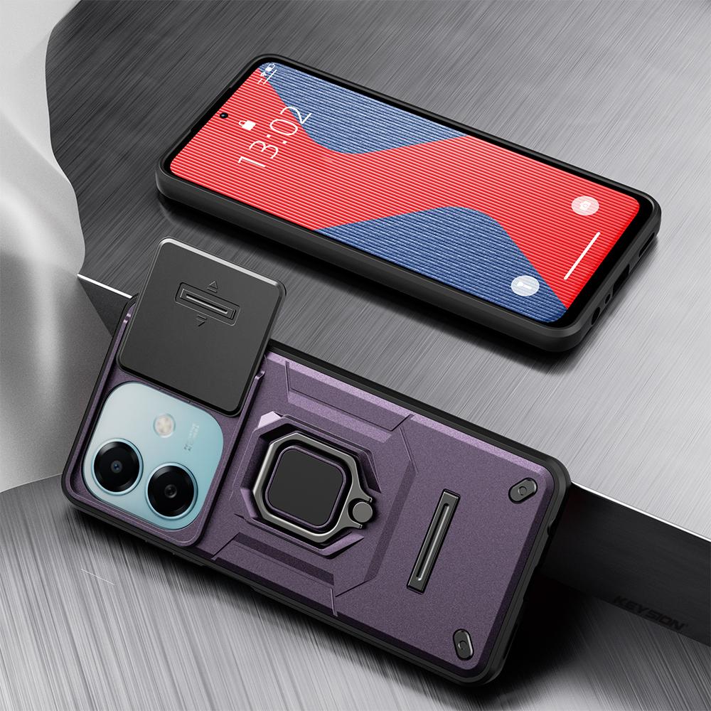 KEYSION Противоударный защитный чехол для OPPO A3 5G A3X Slide Camera Lens Защитное кольцо Подставка для телефона Задняя крышка для OPPO A40 A40m