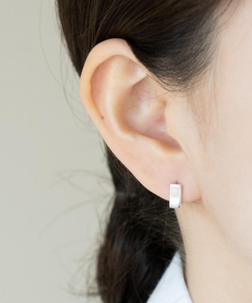 Серебряные серьги-кольца Alleun 925 пробы, квадратные, короткие, с застежкой-щелчком