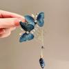 Blue Butterfly Tassels Insert Comb Clip Vintage Elegant Women Girls Ponytail Hair Clip Flower Leaf Tassel Hairpin Styling Tools