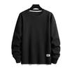 Men Fall Winter Sweatshirt Round Neck Long Sleeve Loose Waffle Texture Solid Color Soft Warm Pullover Streetwear Mid Length T-shirt Top