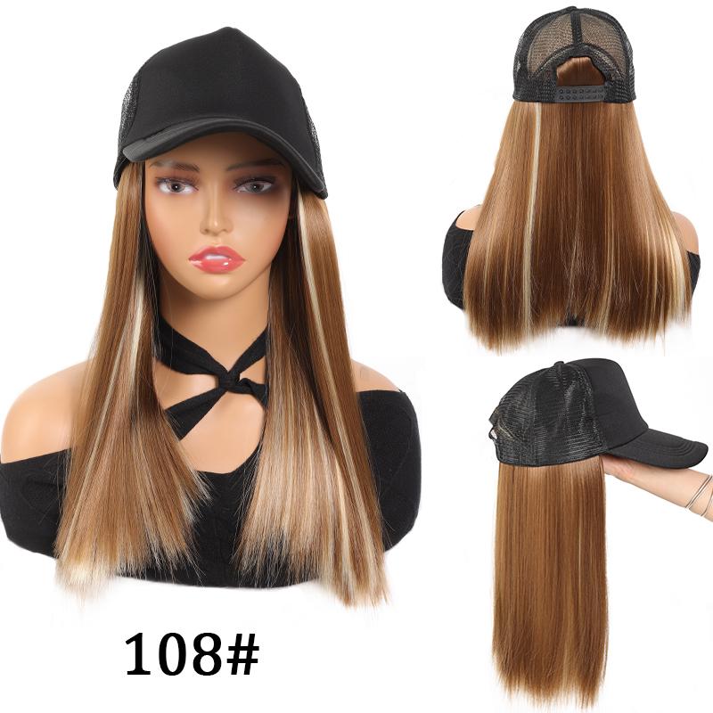 Парик из губчатой ​​шляпы с черным утиным языком, длинные прямые волосы, женский синтетический парик регулируемого размера, легко носить, подходит для ежедневного использования