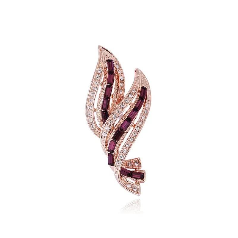 Stylish Retro Elegant Atmospheric Ribbon Crystal Metal Badge Jewelry Brooch Casual Suit Accessories