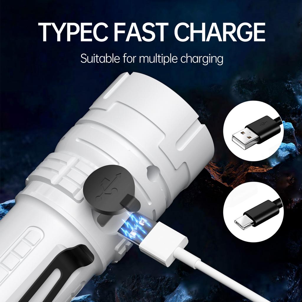 Portable Mini LED Flashlight Rechargeable LED Light High Clear Floodlight Lightweight Type C Charging Super Bright Mini