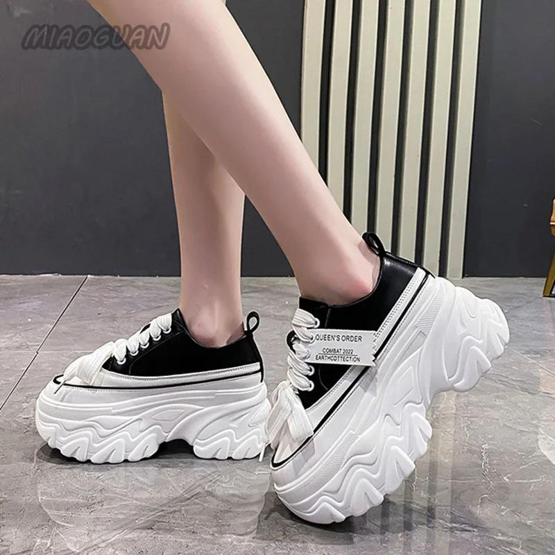 Женские кроссовки на платформе с танкеткой, осенняя модная обувь, женская обувь на шнуровке, белая летняя обувь на платформе с толстой подошвой, теннисные туфли женские