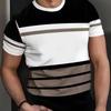 Summer Classic Men's T-shirt Outdoor Round Neck Short Sleeve Top Stripe Print Street Loose T-Shirt Male Oversized Clothing