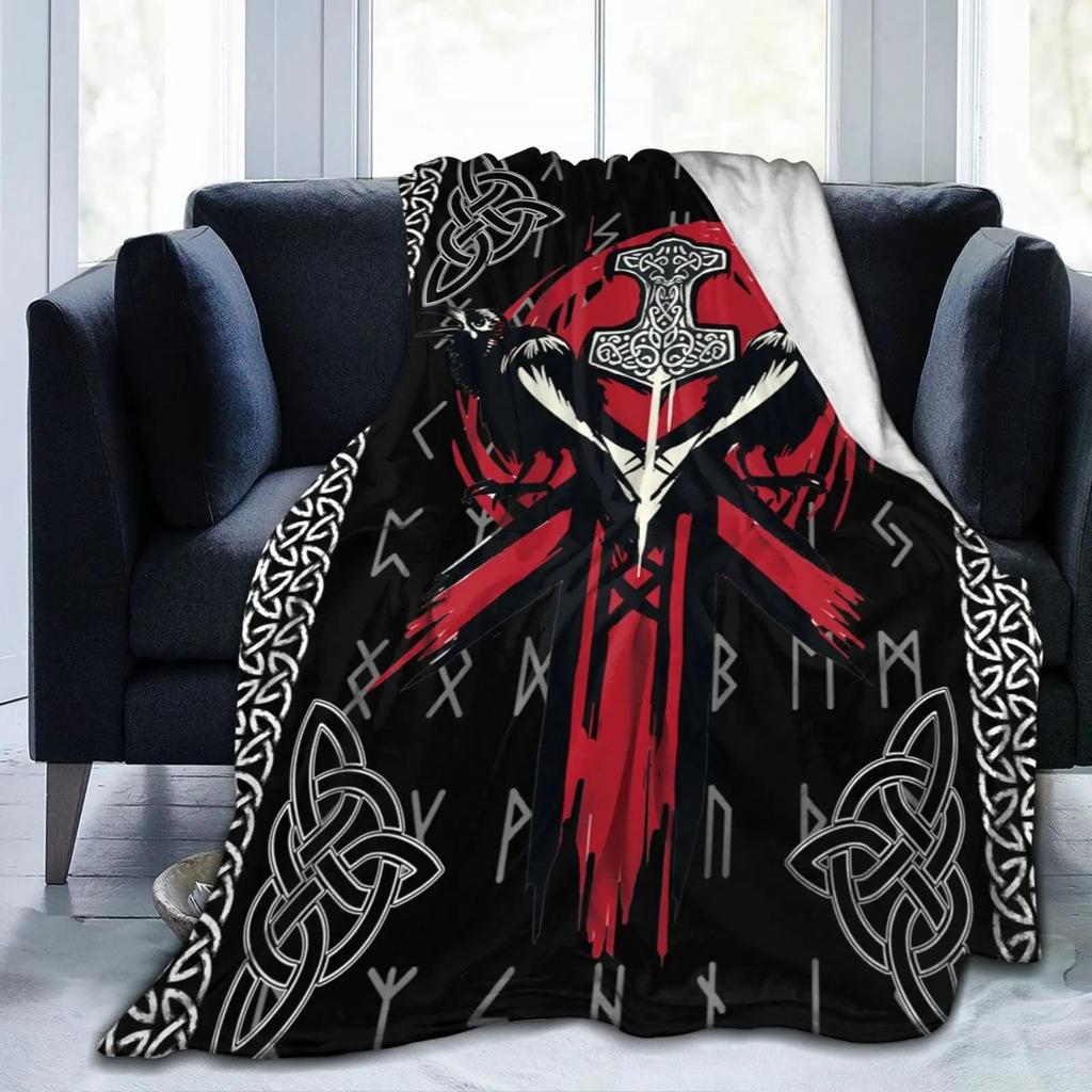 Norse Mythology Viking Blanket Odin Rune Nordic Decorative Flannel Blanket