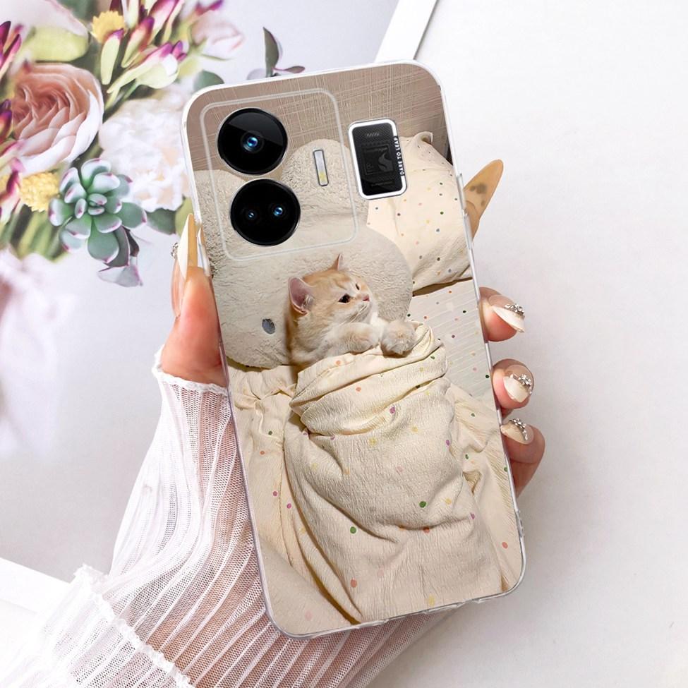 Clear For Realme GT Neo 5 Case RMX3706 Cute Cat Fashion Butterfly Funny Painted Casing For Real me GT Neo 5 Cover