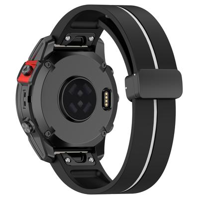 Ремешок для часов 20 мм для Garmin Fenix 8 43 мм/Fenix 7S/6S Силиконовый ремешок для часов с магнитной черной застежкой