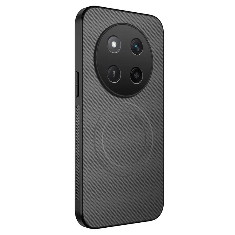 Carbon Fiber Pattern Phone Case For Honor X8C X7B X9C Smart X9b X7c Magnetic Wireless Charging Anti-Drop Soft Back Cover Cases