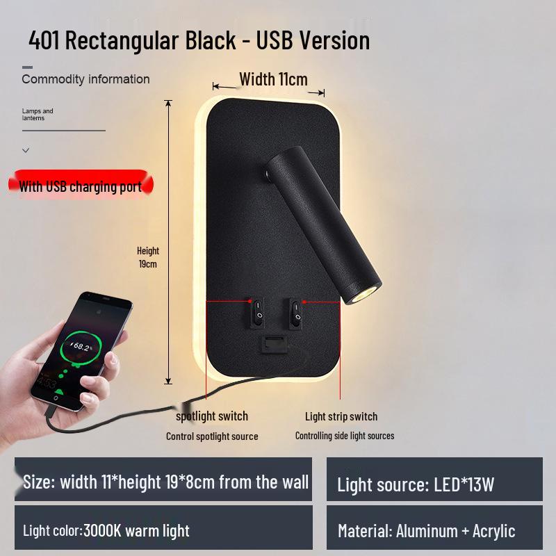Светодиодная USB настенная лампа для чтения - Прикроватная и для кабинета