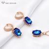 Fashion Rose Gold Color Oval Egg Shape Crystal Drop Earrings Jewelry Sets For Women Wedding Party Elegant Pendant Necklace