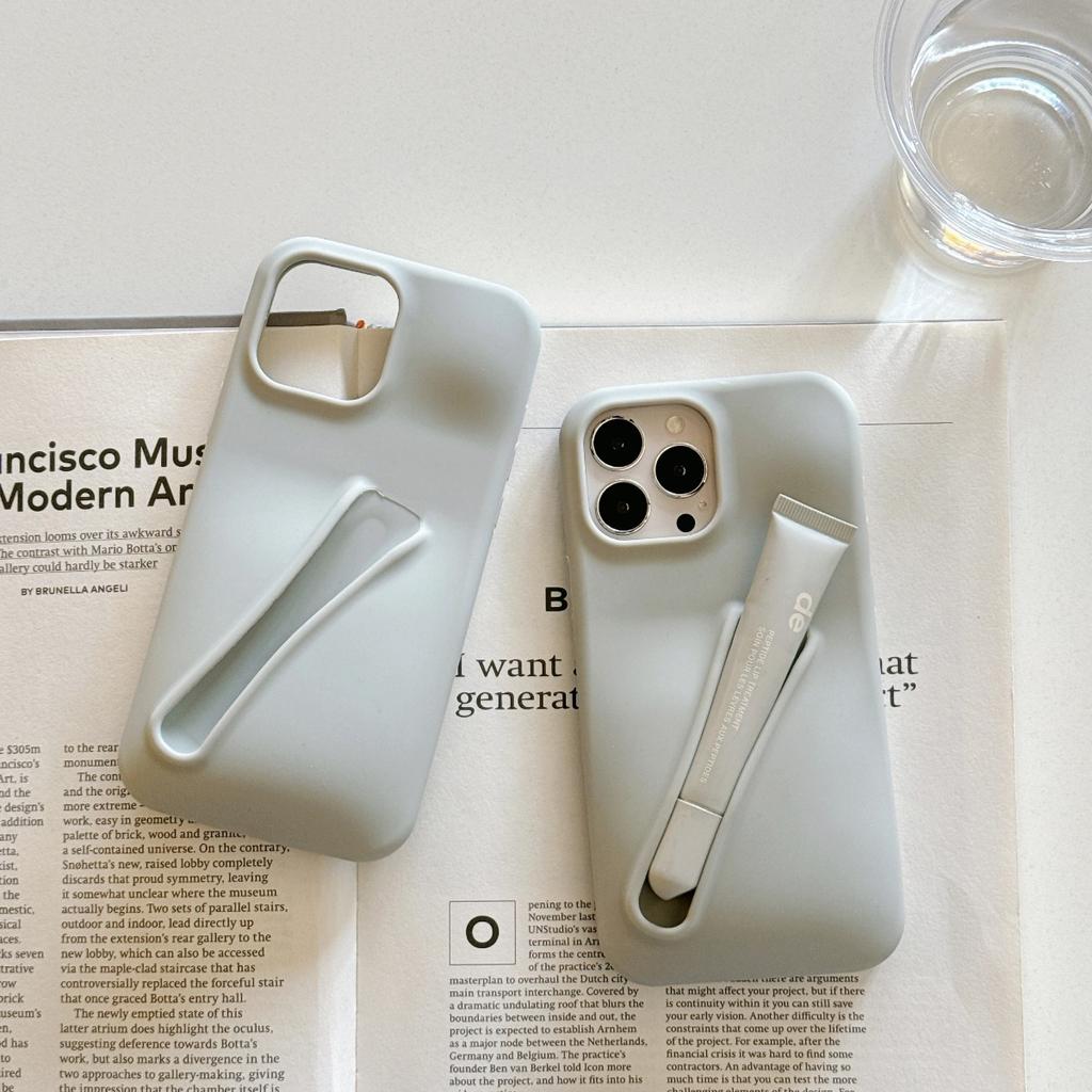 Персонализированный модный 3D силиконовый чехол для телефона с держателем для блеска для губ для iPhone 15 14 13 12 Pro Max аксессуары для макияжа задняя крышка мобильного телефона