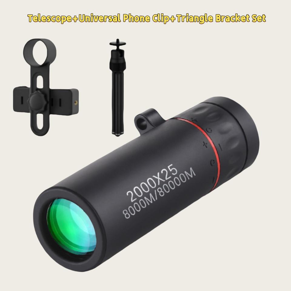 Монокулярный телескоп HD 2000x25, мини-портативный телескоп для мобильного телефона с держателем, телескопы для кемпинга, охоты и наблюдения за птицами
