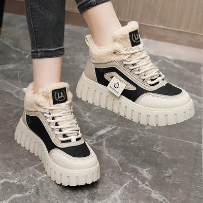 Модные осенне-зимние женские утепленные плюшевой подкладкой, утолщенные, теплые, для активного отдыха, сноубутсы, удобная толстая подошва, хлопковая обувь, кроссовки, ботильоны
