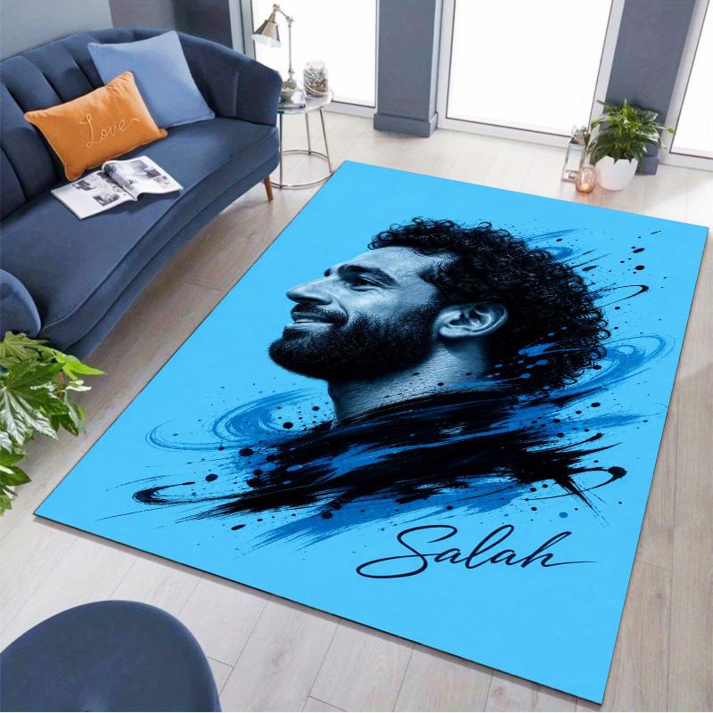 Mohamed Salah Football Player Rug Non Slip Floor Carpet Living Room Game Room Soccer Fan Home Decor Gift