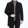 Кашемировое пальто мужское средней длины для мужчин среднего и пожилого возраста, зимнее шерстяное пальто с шерстяным верхом и подкладкой из шерсти