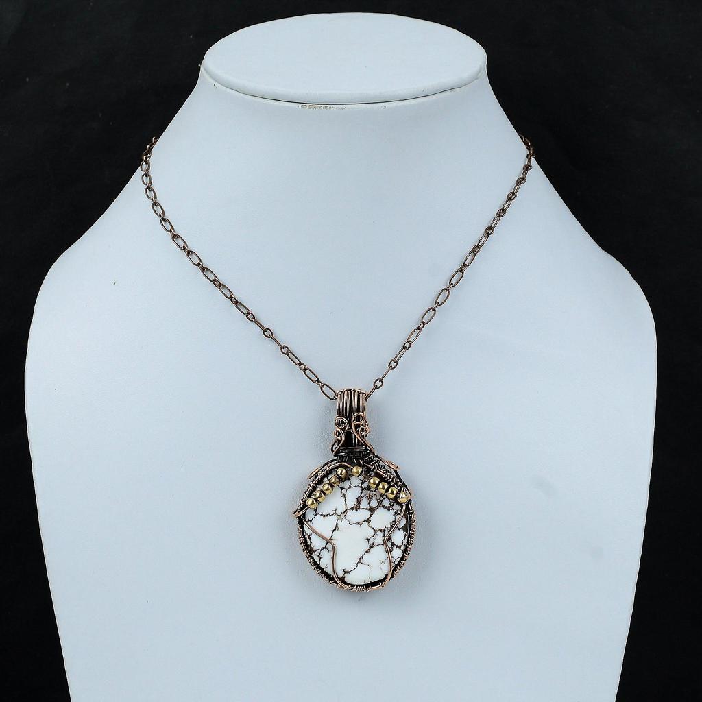 Подвеска Wild Horse Magnesite, подвеска из медной проволоки, подвеска ручной работы, ювелирное изделие из проволоки, подвеска из драгоценных камней, медные ювелирные изделия, свадебный подарок