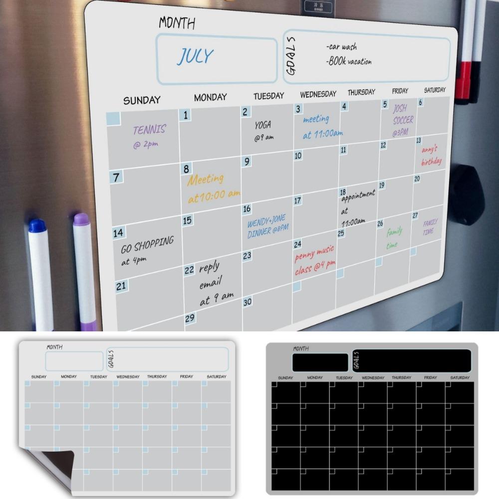 Erasable Monthly Calendar Memo Message Note Soft Magnetic Fridge Calendar Kitchen