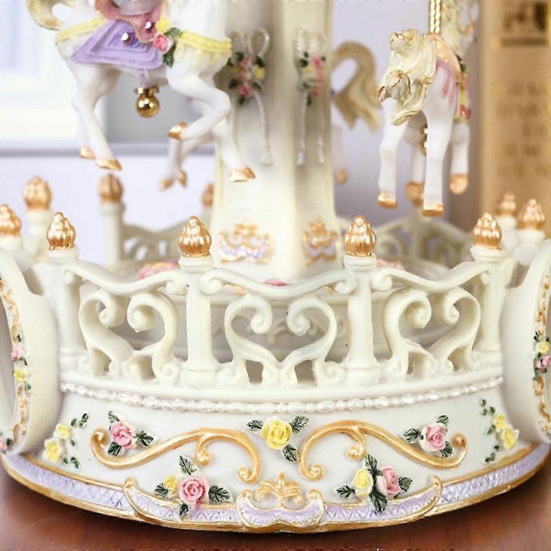 Карусель Музыкальная шкатулка Ручная работа Настольное вращение Поделки Декор Праздничные Детские подарки Белый