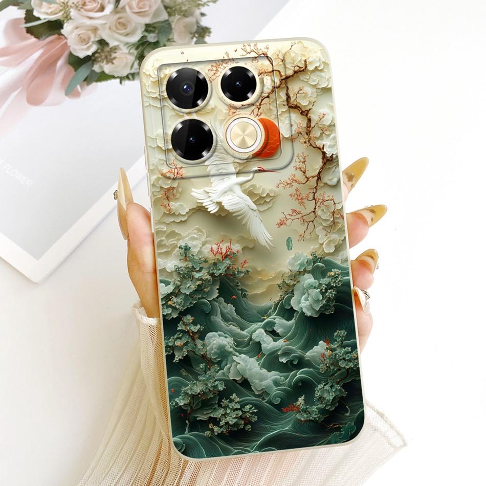 For Infinix Note 40 Pro 4G 5G / Note 40 Pro+ / Note40 X6853 Cute Cat Flower Cartoon Phone Case Soft Silicone Cover Bumpers