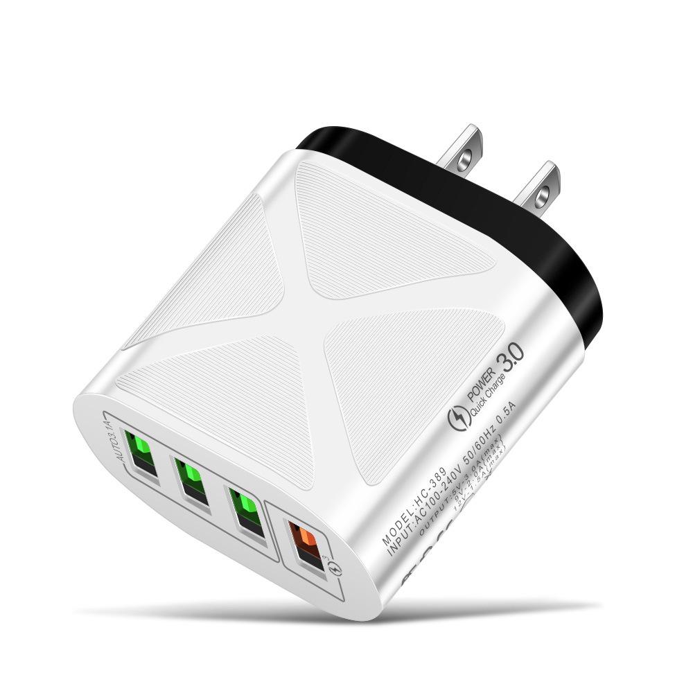 New QC3.0 4-Port Fast Charger: 5V/9V/12V European, American, British & Australian Standard