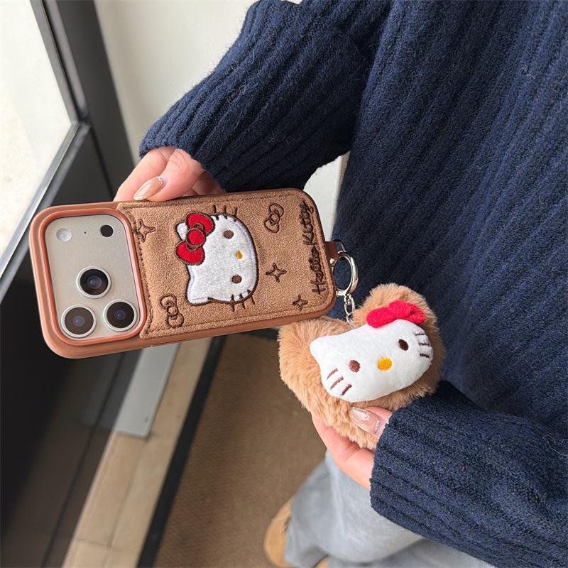 Нишевый вышитый джинсовый чехол Hello Kitty для iPhone 16 Pro Max/15/14 - Новое женское издание