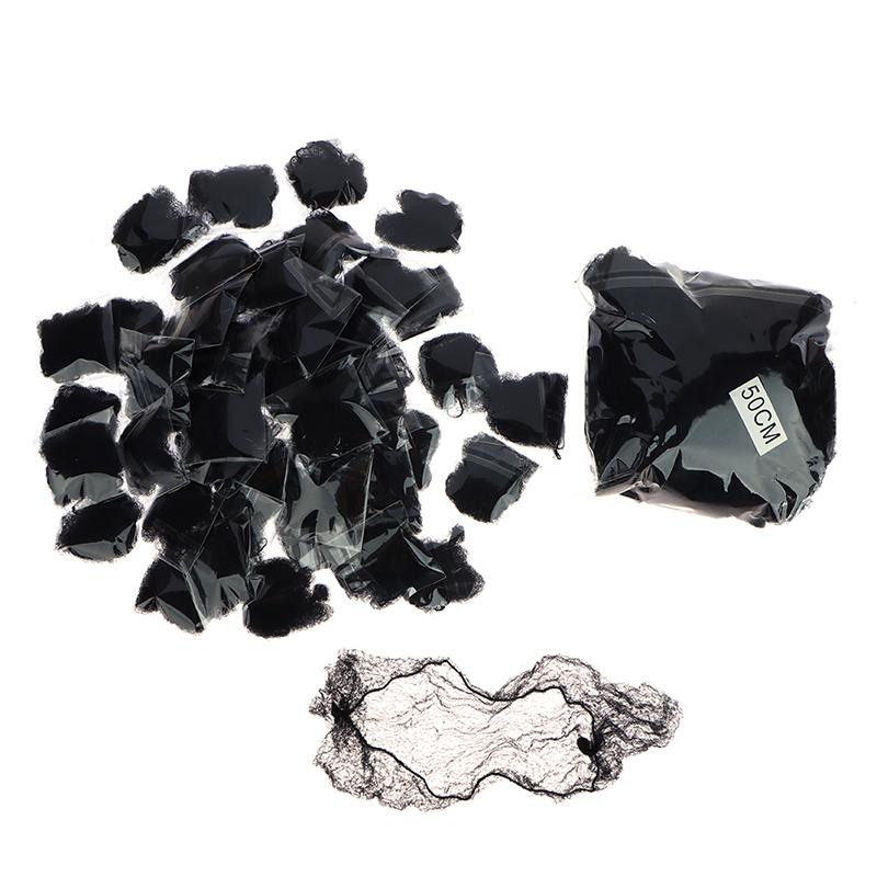 50Pcs Hair Net Black Elastic Bundle Hair Invisible Hairnet Mesh Bun Hair Net