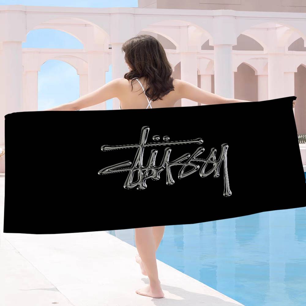Black And White S-StussyS Microfiber Blanket Quick Drying Beach Towels Oversized Printing Super Absorbent Pool Towel Blanket