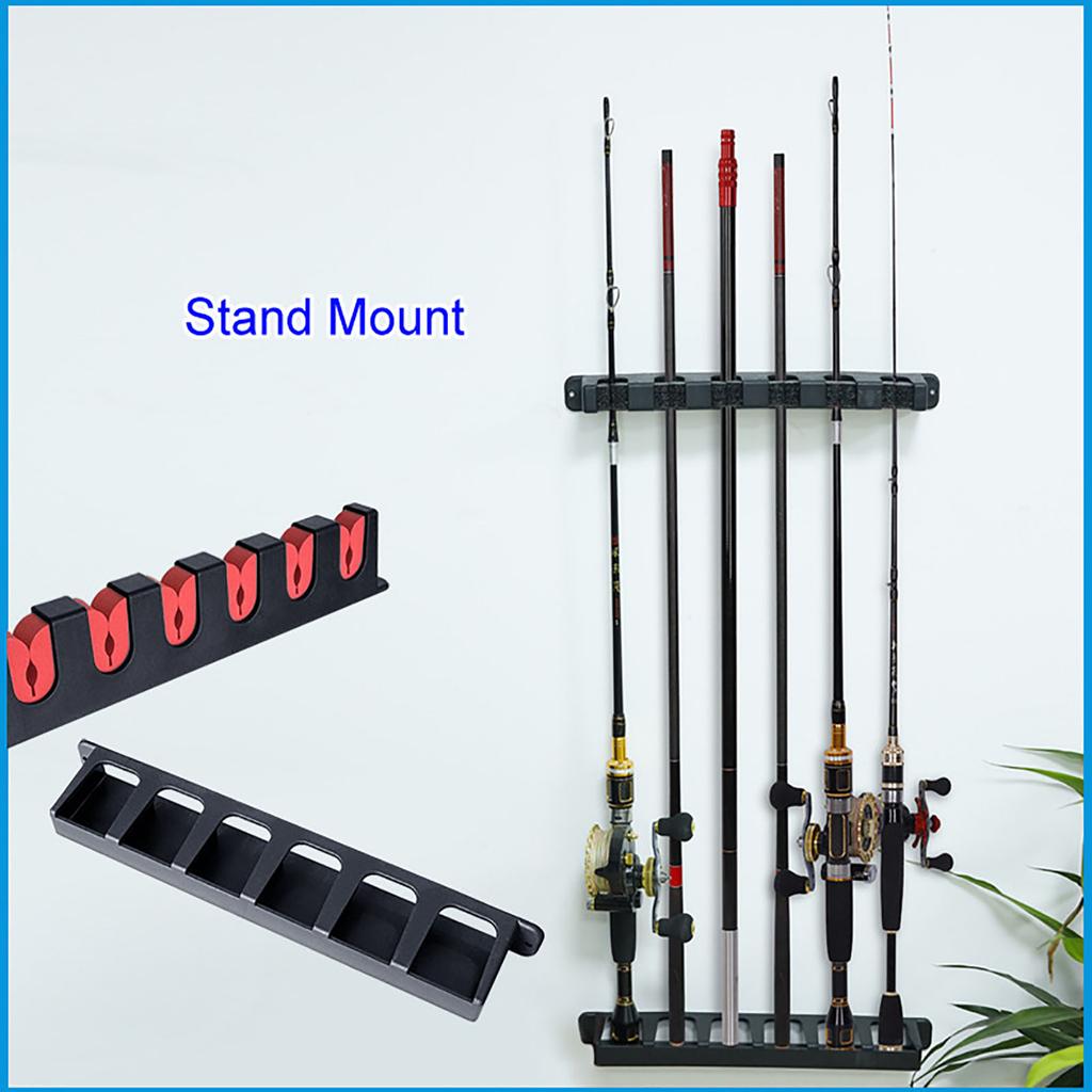 Wall Mounted Fishing Rod Holder Lightweight Simple Installation Vertical 6-rod Rack Organizer With Screws